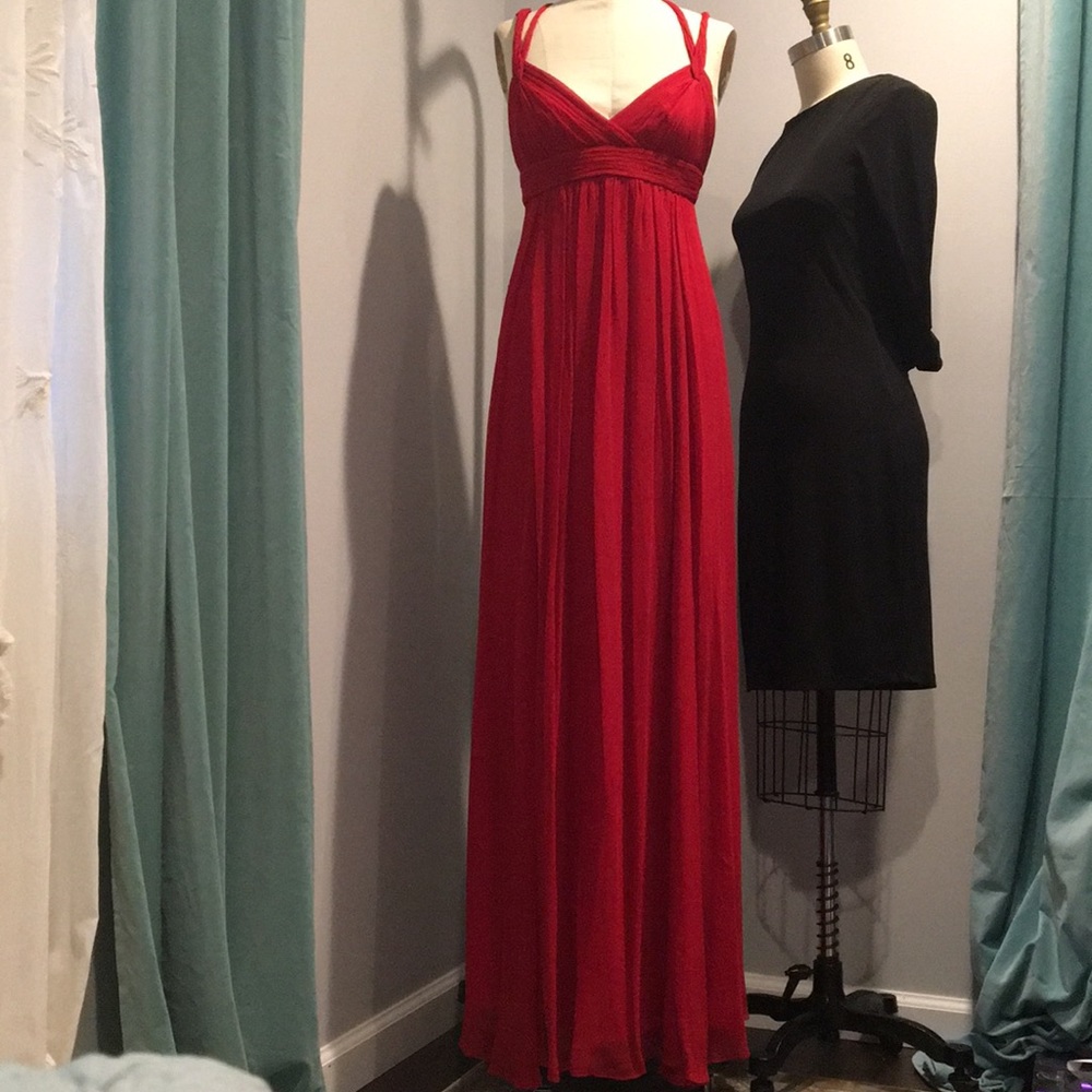 Lady in Red Silk Evening Gown 💃🏾